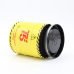 ⁦صندوق هدايا معدن شبابي للساعه شكل اسطوانه لون أصفر تفاصيل أحمر وأسود⁩ - الصورة ⁦4⁩