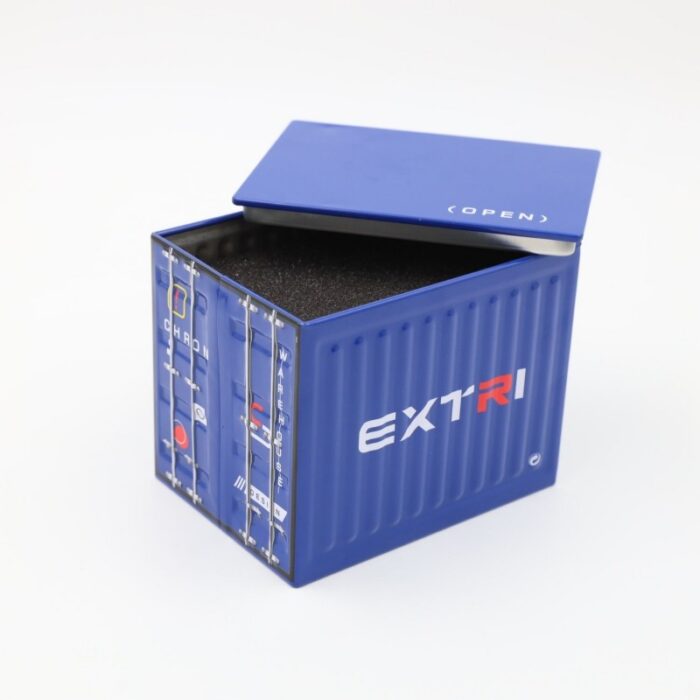 ⁦صندوق هدايا معدن شبابي للساعه شكل كونتينر لون أزرق⁩ - الصورة ⁦3⁩