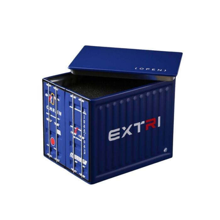 ⁦صندوق هدايا معدن شبابي للساعه شكل كونتينر لون أزرق⁩ - الصورة ⁦8⁩