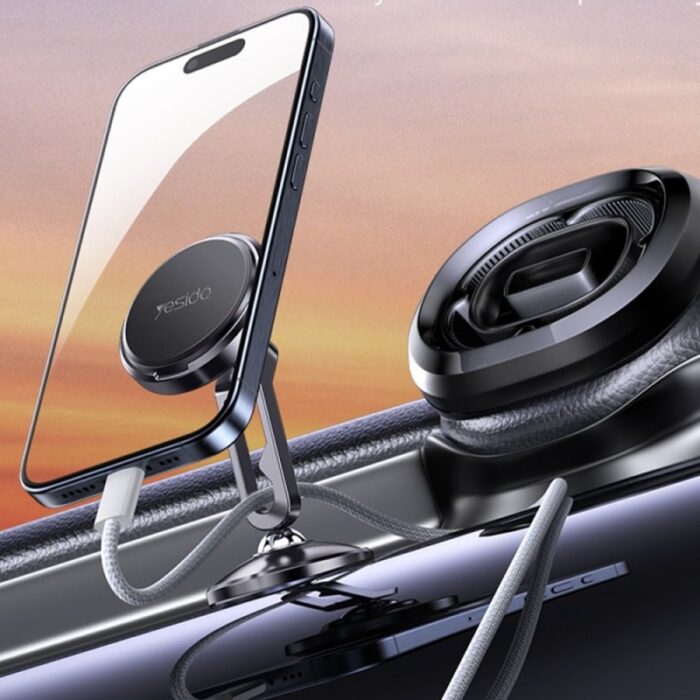 ⁦yesido magnet holder c210 حامل جوال مغناطيسي قوي بتصميم معدني فخم يثبت على تابلو السيارة⁩ - الصورة ⁦3⁩