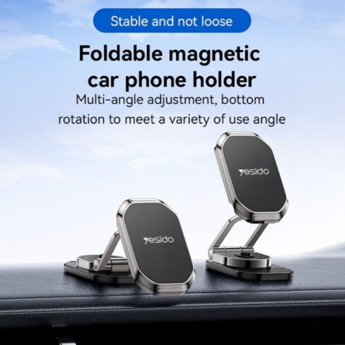 ⁦yesido magnet holder c222 حامل جوال مغناطيسي قوي 6 مغناطيس بتصميم معدني فخم يثبت على تابلو السيارة⁩ - الصورة ⁦4⁩