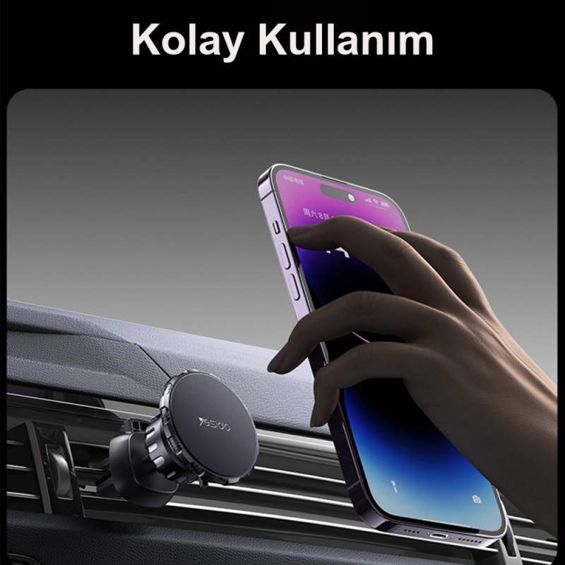 ⁦yesido magnet holder c153 حامل جوال مغناطيسي قوي دائري باكثر من استخدام على مكيف او على تابلو السيارة⁩ - الصورة ⁦1⁩