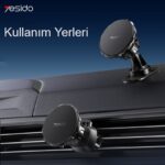 ⁦yesido magnet holder c153 حامل جوال مغناطيسي قوي دائري باكثر من استخدام على مكيف او على تابلو السيارة⁩ - الصورة ⁦4⁩