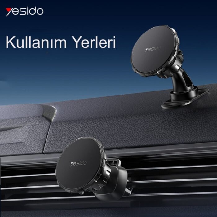 ⁦yesido magnet holder c153 حامل جوال مغناطيسي قوي دائري باكثر من استخدام على مكيف او على تابلو السيارة⁩ - الصورة ⁦4⁩