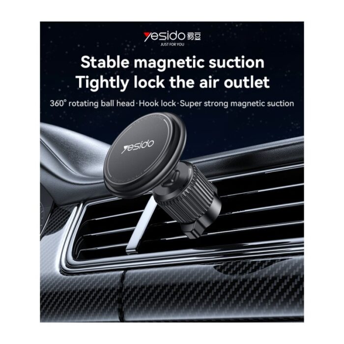 ⁦yesido magnet holder c252 حامل جوال مغناطيسي قوي دائري يمنحك المرونة ويثبت على مكيف السيارة⁩ - الصورة ⁦4⁩