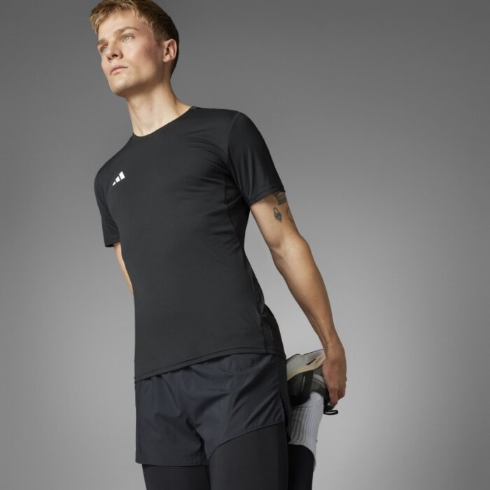 ⁦adidas Mens' Adizero Essentials Running Tee - Black⁩ - الصورة ⁦17⁩
