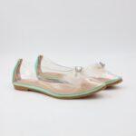 حذاء باليه للنساء شفافة لون أخضر من الأسفل