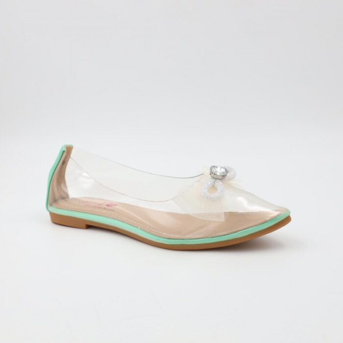 ⁦حذاء باليه للنساء شفافة لون أخضر من الأسفل⁩ - الصورة ⁦2⁩