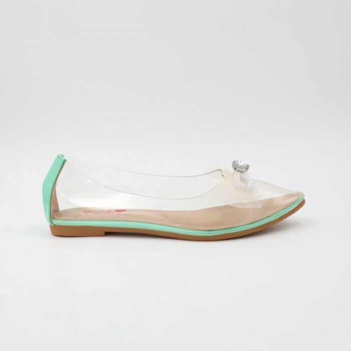 ⁦حذاء باليه للنساء شفافة لون أخضر من الأسفل⁩ - الصورة ⁦3⁩