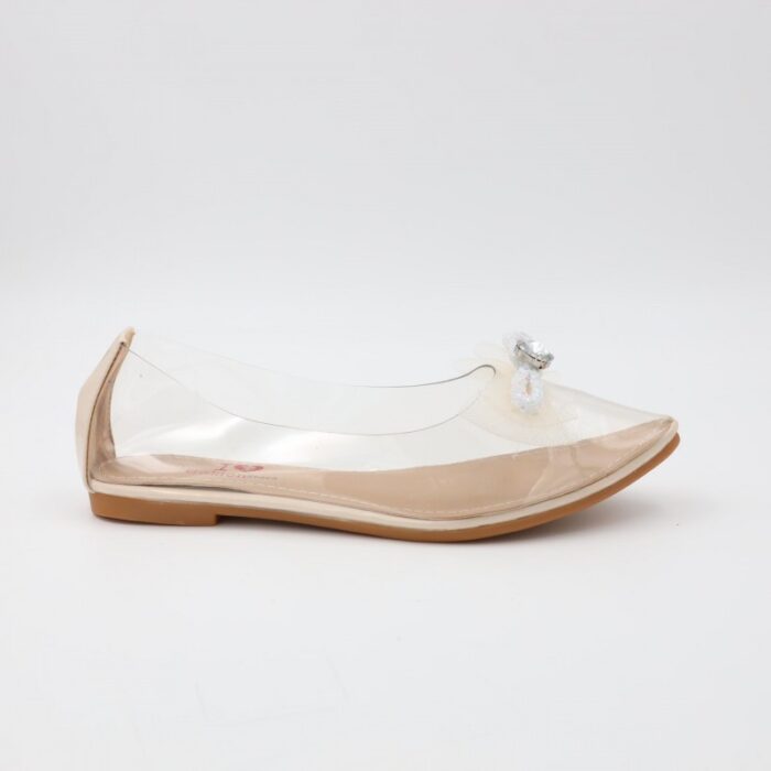 ⁦حذاء باليه للنساء شفافة لون بيج من الأسفل⁩ - الصورة ⁦2⁩