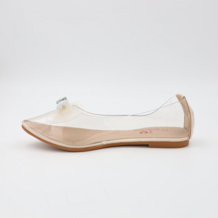 ⁦حذاء باليه للنساء شفافة لون بيج من الأسفل⁩ - الصورة ⁦3⁩