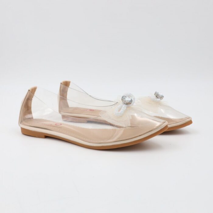 ⁦حذاء باليه للنساء شفافة لون بيج من الأسفل⁩ - الصورة ⁦6⁩
