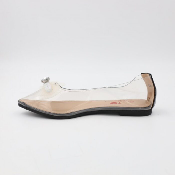 103387335_68987d45ad19c حذاء باليه للنساء شفافة لون أسود من الأسفل - الصورة 1