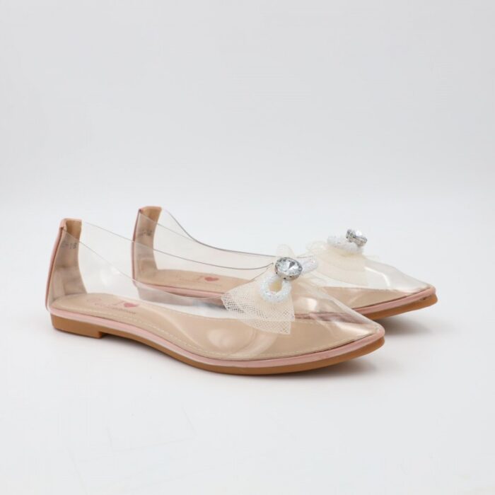 ⁦حذاء باليه للنساء شفافة لون زهري من الأسفل⁩ - الصورة ⁦4⁩