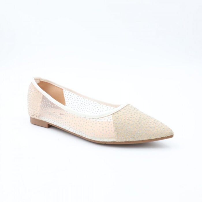 ⁦حذاء باليه للنساء لون بيج وسكري⁩ - الصورة ⁦2⁩