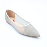 حذاء باليه للنساء لون فضي