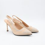 حذاء كعب للنساء لون بيج