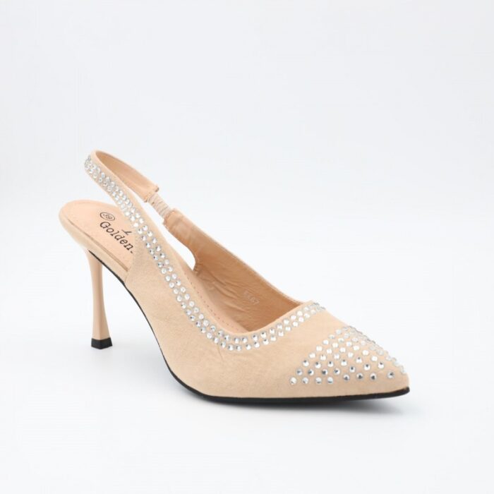 ⁦حذاء كعب للنساء لون بيج⁩ - الصورة ⁦2⁩