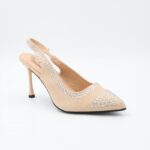 ⁦حذاء كعب للنساء لون بيج⁩ - الصورة ⁦3⁩