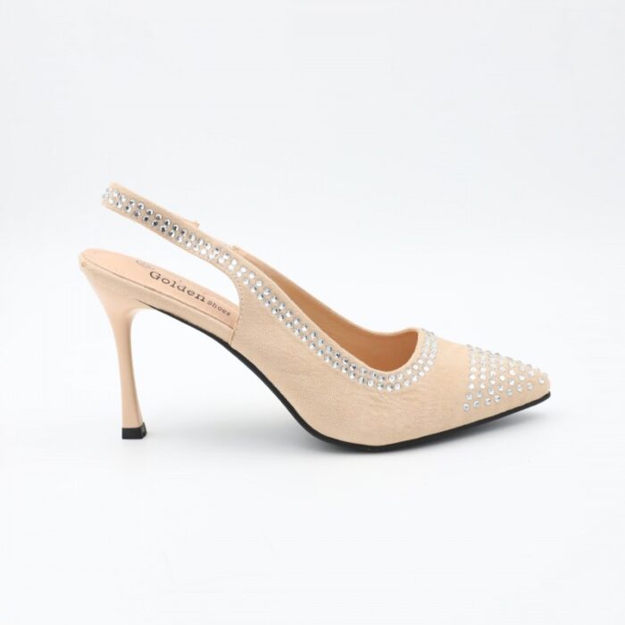 ⁦حذاء كعب للنساء لون بيج⁩ - الصورة ⁦4⁩