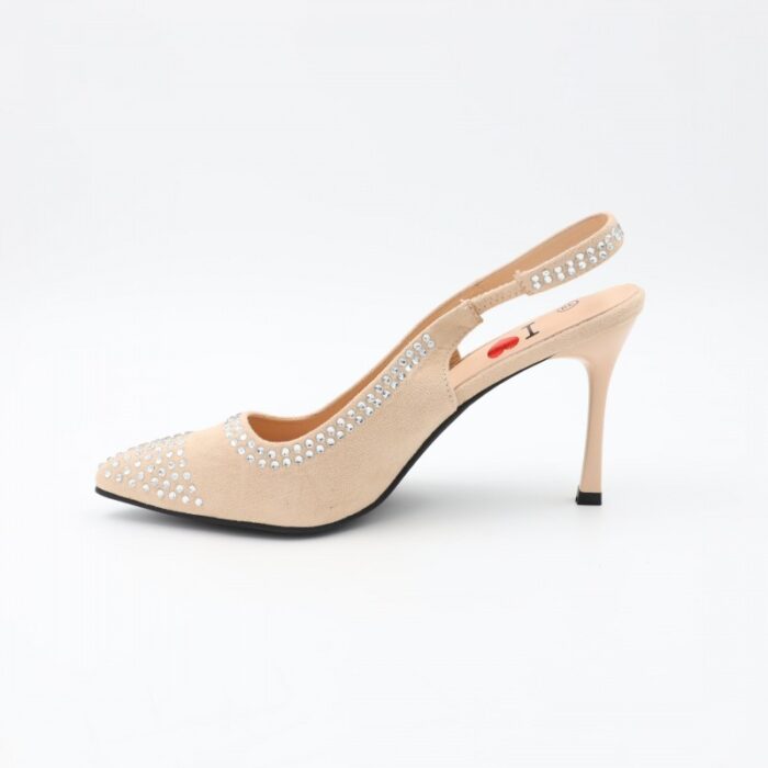 ⁦حذاء كعب للنساء لون بيج⁩ - الصورة ⁦5⁩