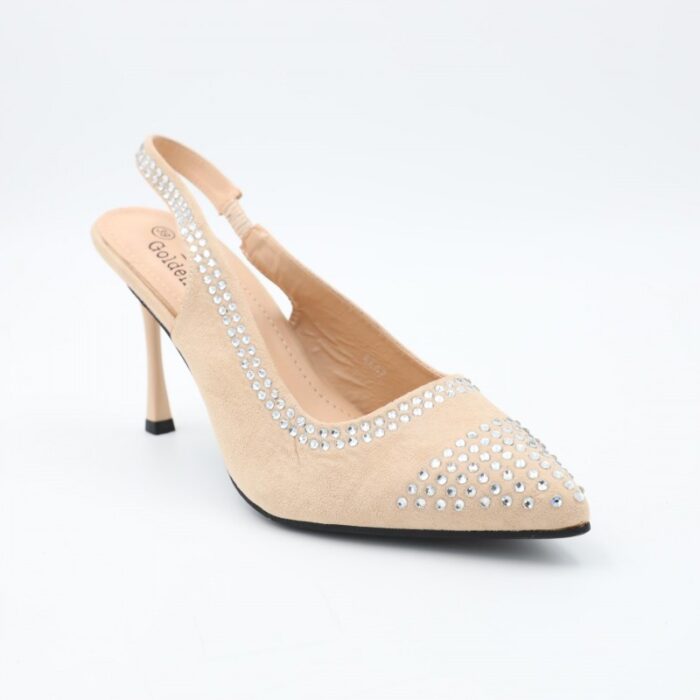 ⁦حذاء كعب للنساء لون بيج⁩ - الصورة ⁦6⁩