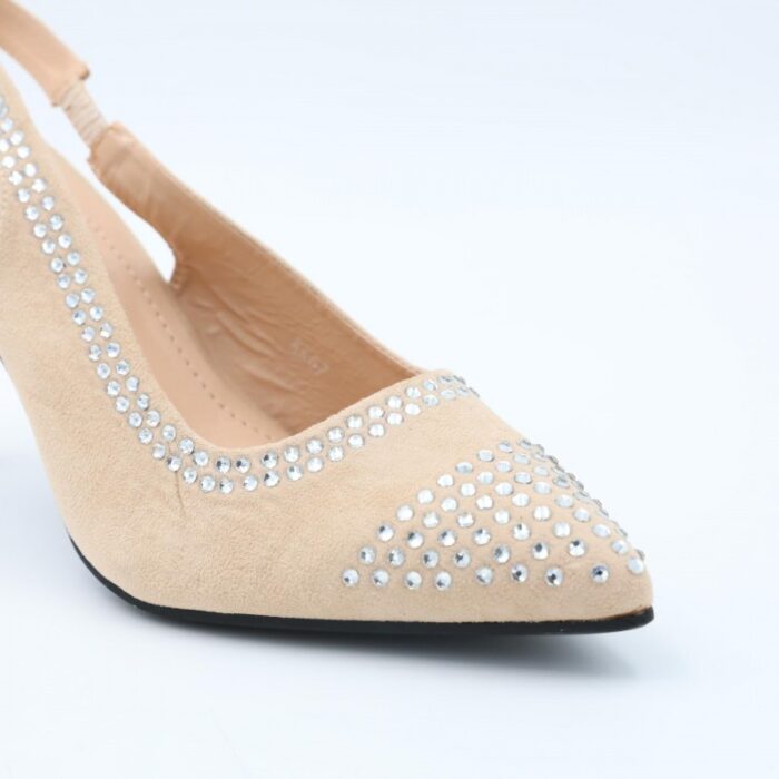 ⁦حذاء كعب للنساء لون بيج⁩ - الصورة ⁦7⁩