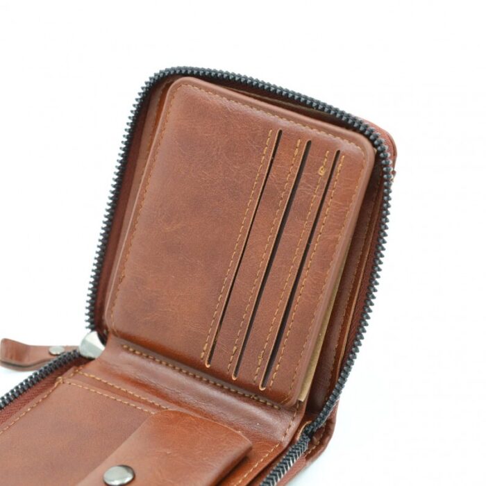 ⁦محفظة جلد للرجال لون بني فاتح 11*10 سم⁩ - الصورة ⁦5⁩