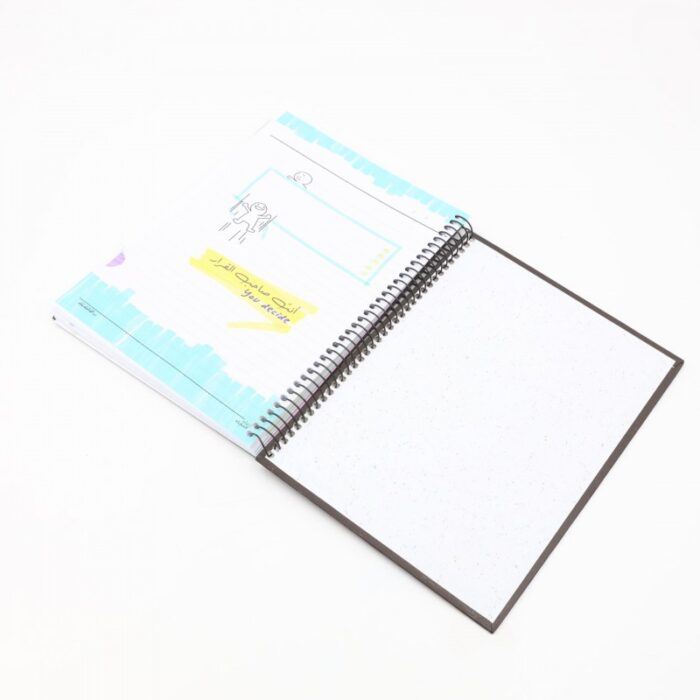 ⁦دفتر ملاحظات موضوعين لون أسود 80 صفحة أبعاده 16.6*23 سم⁩ - الصورة ⁦2⁩