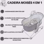 ⁦سرير هزاز متعدد الوظائف للأطفال لون رمادي⁩ - الصورة ⁦2⁩