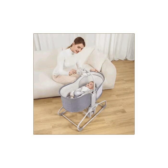 ⁦سرير هزاز متعدد الوظائف للأطفال لون رمادي⁩ - الصورة ⁦2⁩