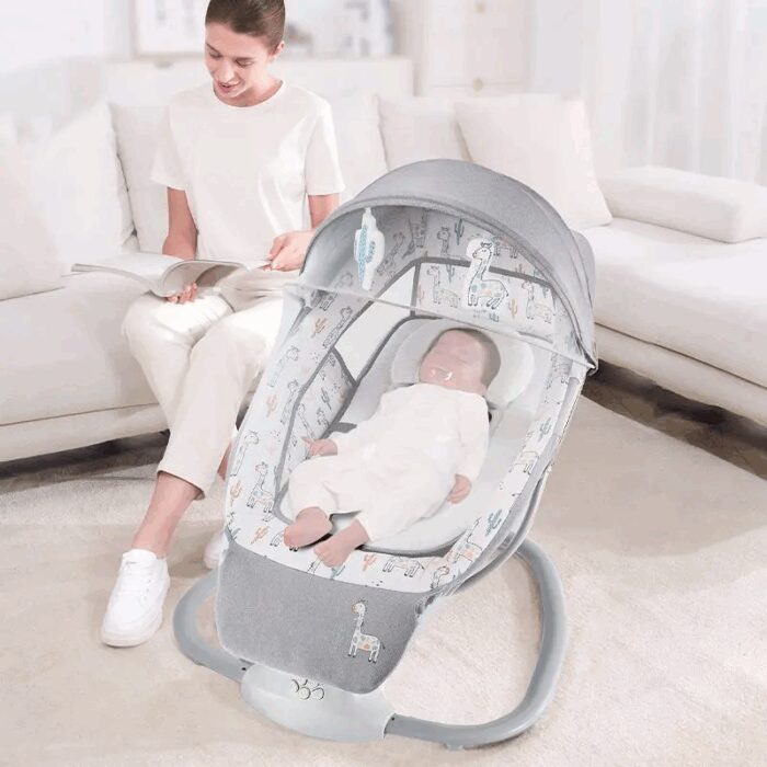 ⁦كرسي هزاز متعدد الوظائف للأطفال لون رمادي⁩ - الصورة ⁦3⁩