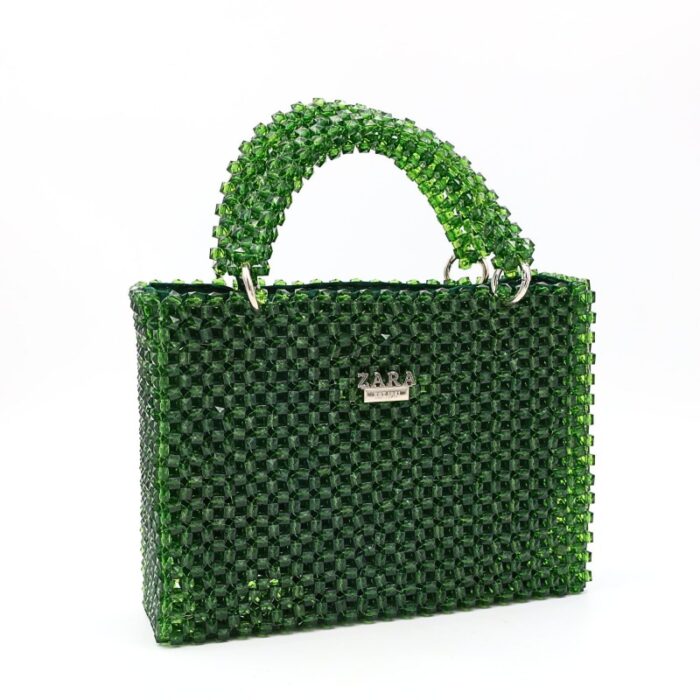 103387678_68a17919b381a حقيبة كريستال لون أخضر أبعادها قاعدة 23سم الارتفاع 18سم العمق 8سم - الصورة 1