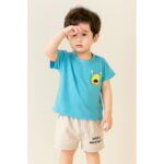 طقم قطعتين للأطفال لون أزرق و أبيض