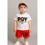 طقم للأطفال قطعتين لون أبيض و أحمر