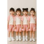 ⁦طقم قطعتين للأطفال لون زهري و أبيض⁩ - الصورة ⁦2⁩