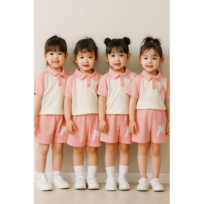 ⁦طقم قطعتين للأطفال لون زهري و أبيض⁩ - الصورة ⁦2⁩