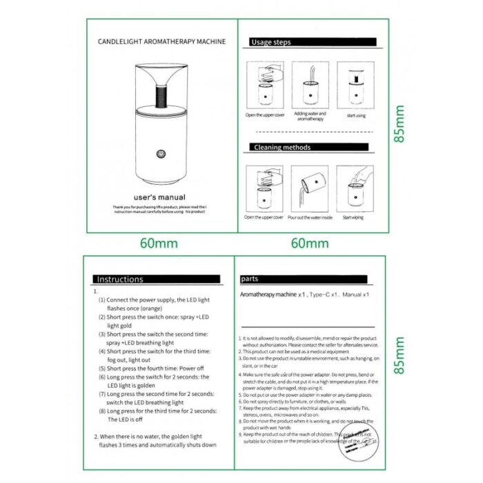 ⁦فواحة هواء بمصابيح USB، ومرطب كهربائي بالموجات فوق الصوتية، ومرطب هواء للمنزل والسيارة⁩ - الصورة ⁦2⁩