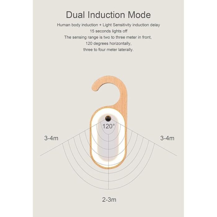 ⁦ضوء خشبي مع مستشعر حركة وضوء ليلي قابل لاعادة الشحن لمقبض الباب⁩ - الصورة ⁦4⁩