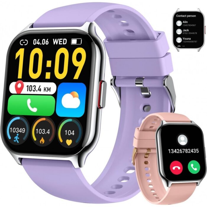 ⁦ساعة ذكية سيليكون لون بنفسجي⁩ - الصورة ⁦2⁩