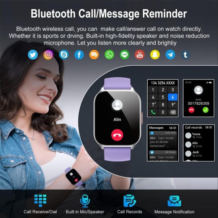 ⁦ساعة ذكية سيليكون لون بنفسجي⁩ - الصورة ⁦4⁩