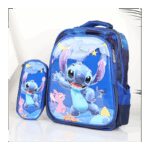 شنطة مدرسة بتصميم ستيش مقاس 16 انش لون أزرق