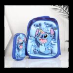 شنطة مدرسة بتصميم ستيش مقاس 16 انش لون أزرق