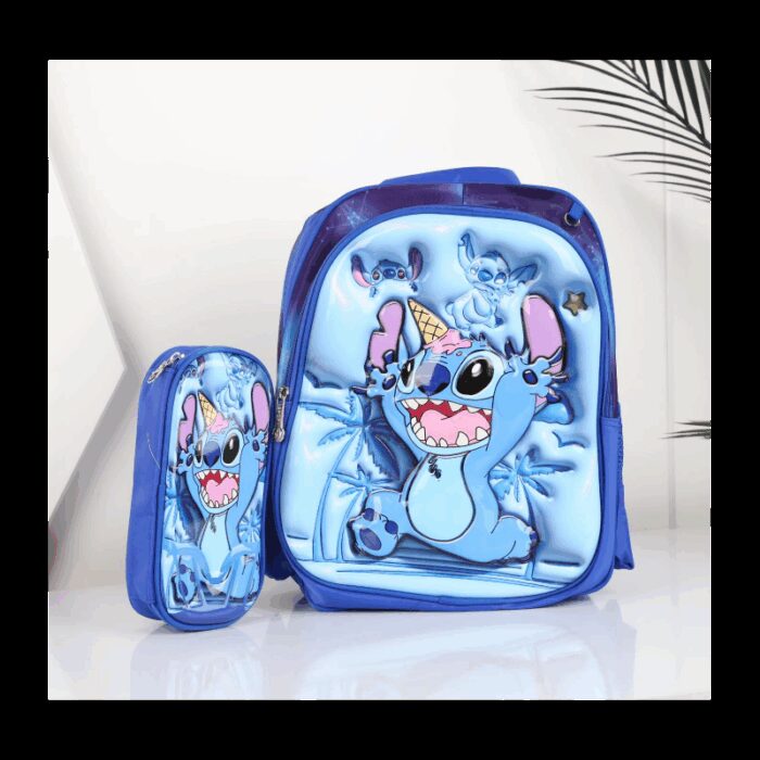 103387930_68a17a018dc81 شنطة مدرسة بتصميم ستيش مقاس 16 انش لون أزرق - الصورة 1