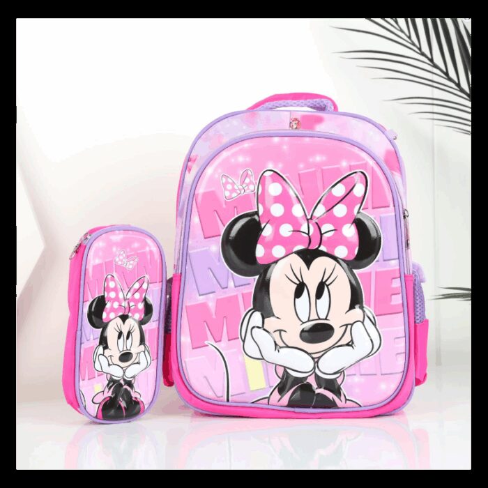 103387938_68a17a119286d شنطة مدرسة بتصميم ميني ماوس مقاس 16 انش لون زهري - الصورة 1