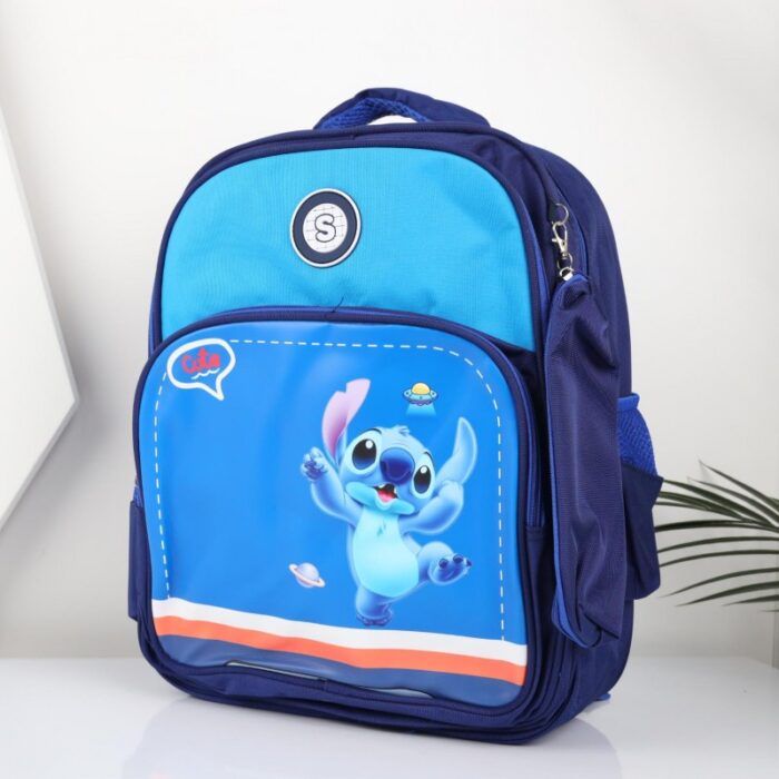 103387946_68a17a1e02cf0 شنطة مدرسة مع مقلمة بتصميم ستيش مقاس 15 انش لون كحلي - الصورة 1