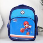 شنطة مدرسة مع مقلمة بتصميم سوبر ماريو مقاس 15 انش لون كحلي