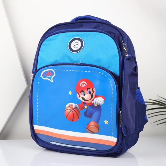 ⁦شنطة مدرسة مع مقلمة بتصميم سوبر ماريو مقاس 15 انش لون كحلي⁩ - الصورة ⁦2⁩
