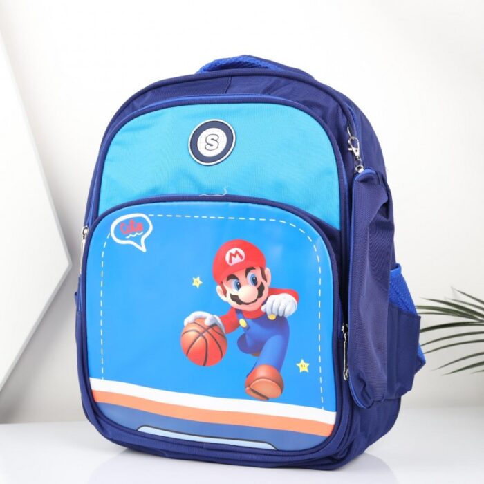 ⁦شنطة مدرسة مع مقلمة بتصميم سوبر ماريو مقاس 15 انش لون كحلي⁩ - الصورة ⁦3⁩