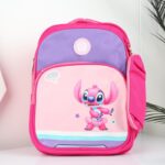 ⁦شنطة مدرسة مع مقلمة بتصميم ستيش مقاس 15 انش لون زهري⁩ - الصورة ⁦2⁩